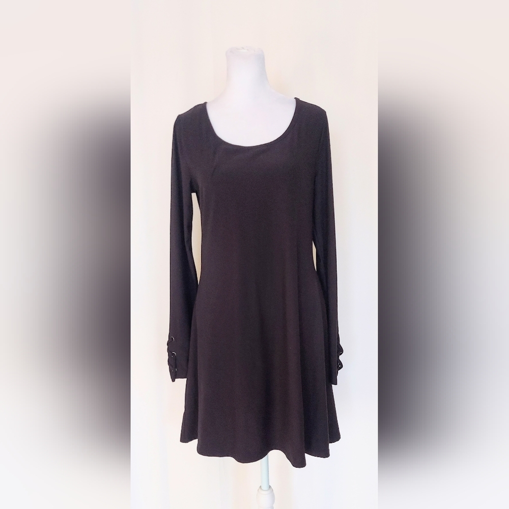 Mudd Scoop Neck Long Sleeve Soft Stretch Knit Dress Size Medium Black